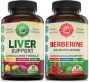 Jetrna čistila Detox Popravila Formula in Premium Berberine Bundle (ena steklenica vsak). Podpira zdravje jeter, kardiovaskularno zdravje, energijsko povečanje, metabolične funkcije. USA Made.
