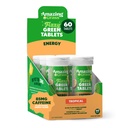 Neverjetna trava Fizzy Green Tablets Energija Tropical: Zeleni + Zeleni čaj Kofein, Tableta z okusom vode z antioksidanti, 60 Število