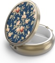 Zaboj za tablete z Mirror Retro 3 Kompartment majhne tablete Zabojnik za torbico ali žep bronaste majhne roudne tablete škatle ali vitamini, ribje olje, dodatki, tablete vsebuje potovalna darila( Retro Rose Floral)