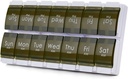 2 Tedenske tablete Box, MOLN HYMY 7 dan tablete Organizator 2 krat na dan, Tedenske tablete vsebnik za zadrževanje zdravila, vitamini ribje olje (zelena)