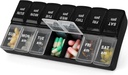 7 Day Weekly AM PM tablete organizator, 2 krat na dan velike tablete tablete zaboj tablete škatla za tablete vitamine dopolnila zdravila (črna+bela,2 krat)