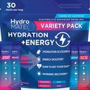HydroMATE elektroliti v prahu pijača Mix Packets Hidracijska pospeševalnik nizko sladkorna stranka Priljubljeno za hitro okrevanje Vitamin C Plus kofein Variety Pack - 30 Count