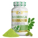 Ekološka Veda Moringa Listne kapsule 1000mg, 120 Count - Pure Raw Moringa Oleifera Powder Celi listi Zelena Super Hrana dodatek - Povečuje energijo, zdravje, dobro počutje in antioksidanti bogati