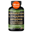 Gade Nutrition Magnezij Glycinate & Magneisum Dodatki z Apigenin, L Theanine 200 mg, 5 HTP, GABA Calm Brain Booster Supplement Sleep Aid Ashwagandha L Triptofan Kamilica