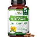 Zazzee Extra Jakost St. John's Wort 20:1 Extract, 8000 mg Jakost, 0,3% Hypericin, 150 Veganske kapsule, 5 mesecev zaloge, koncentrirano, standardiziran 20X ekstrakt, 100% vegetarijanski, ne-GMO, vse naravno