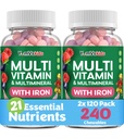 YUM-V'S otroci multivitaminski z železom - otroci žvečljivi multivitaminski - vitamini + železov dodatek - Toddlerjevi vitamini za 2 leto starosti+, Košir, Halal, Gluten prost 120 (Pack of 2
