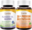 Lovita Hladno laneno olje in Premium multivitamin za odrasle 30+ Hranilna mešanica (vegetarijanec)