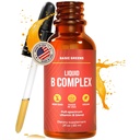 Vitamin B Kompleksne tekoče kapljice - Moč Podjezična formula, Maksimira absorpcijo in povečuje energijo - B1, B2, B3, B5, B6, B7, B9, B12 - Naravni Veganski dodatek za imuniteto (B Complex)