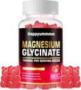 Magnezijev Glycinate Gumies 1000mg - Brez sladkorja Magnezijev Kalij dodatek z vitaminom D, B6, CoQ10 za mirno Mood & Sleep Support - 60 Jagode Gumies.