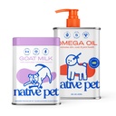 Native Pet Goat Milk Powder for Dogs (60 Scoops) & Omega 3 Fish Oil for Dogs (16 Oz.) - Organic Goat Milk Great Dog Food Additive for a Healthy Digestive System & Omega 3 Fish Oil