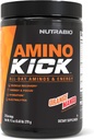 NutraBio Amino Kick – BCAA Powder z naravnim kofeinom – Aminokisline dopolnilo za energijo, hidracijo in regeneracijo – BCAA, Elektroliti in aminokisline – Orange Mango, 30 Serving