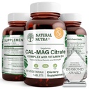 Natural Nutra Cal-Mag Citrat z vitaminom D3,1000/500 mg kompleks, Okrepiti gostoto kosti, mišice in živca zdravje, Pomoč ohraniti zdrave zobe, Zelo biorazpoložljivi viri, 100 Veganske tablete