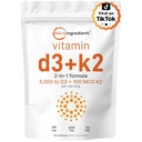 Mikro sestavine Vitamin D3 5000 i.e. + K2 MK-7 100 μg, 300 Softgels 