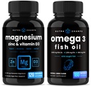 NutraChamps Magnezijev cink in vitamin D3 Kapsule in Omega 3 Kapsule ribjega olja 2 paket