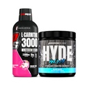 PROSUPPS L-karnitin 3000 brez stimulantnih tekočinskih strelov (31 strežb, zmajevega sadja) in Hyde Max Črpalka Pred vadbo za moške in ženske (20 strežb, modri Razz)