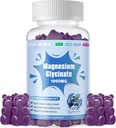 Magnezij Glicinat Gumies 1000mg - Brez sladkorja Magnezij Kalij dodatek z vitaminom D, B6, CoQ10 za mirno Mood in podporo za spanje - 60 borovnic