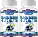 Magnezij Glycinate Gumies 1000mg z magnezijevim L-treonatom,Cheliran magnezijev kalijev kompleks dodatek z VitD, B6, CoQ10, kalcij,Podpora za spomin, mirno, Mood - 180 Gummies borovnice