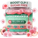 Akkermansia Probiotiki Gumiji s prebiotiki Fiber, 300 milijard AFU Akkermansia Muciniphila, s polifenolnimi sadeži, Odporni škrob, Vitamin A D3 B2 za presnovo, Prebavne motnje in Gut zdravje, 1Pack