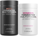 Šifra Daily Multivitaminski paket: ženski & moški multivitamini, B-vitamini, probiotiki, na hrani temelječe mešanice, 120 kapsul na steklenico