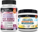 BioSchwartz hidrolizirani kolagen peptidi v prahu (40+ serviranja) Plus prebiotiki in probiotiki s prebavnimi encimi za ženske (1 mesec dobave)