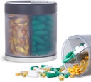 Ekstra velik dodaten organizator s 4 oddelki enostavno odprto tableto Dispenser Mesečna medicina Vitamini Organizatorji Shranjevanje tablete steklenice,Siva