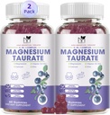 2 Pack Magnezij dodatek - Magnezij Taurat Magnezij Glycinate Gumies z magnezijevim aspartatom, Malate, Žvečljivi magnezijev kompleks za spanje, mišice, in zdravje srca podporo