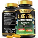 Aloe Vera kapsule dodatek - 8 v1 Formula - Združite s kurkuma, Cayenne Pepper, Marshmallow, Fennel, Gotu Kola, Ginger in Black Pepper - 90 Kapsule za 3 mesece