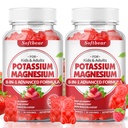 mehek medved Kalijev Gumiji za odrasle, visoka absorpcija Magnezij Kalijev dodatek z vitaminom B6 za noge Cramps & Muscle Health Sugar-free Vegan Jagoda 120 Gumies