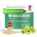 Amla Powder & Decaf Green Tea Superfood Supplement, 20x Ultra Concentrated Amla, Antioksidant Podpora, Narejena z Oolong čaj in indijske kosmulje, Organic, Vegan, Brezkofeinska, 30 Servinga