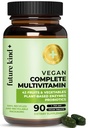 Future Kind Vegan Multivitamini Complete - 42-in-1 Veganski multivitamini za ženske in moške z encimi, B12, cink, & probiotiki za prebavljanje (90 tablet v reciklirani steklenici)