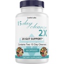 15 Day Cleanse 2X - Double Gut & Colon Support - Advanced Gut Cleanse Detox za ženske in moške z Alfalfo, Cascara Sagrada, Probiotics & Psyllium Husk - Non-GMO - Izdelano v ZDA - 60 kapsul (1 steklenica)