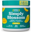 Preprosto Blossom Nutrition Daily Greens & Superfood Powder + kolagen + probiotiki za žensko prebavno zdravje in napihnjenost. Pomoč vaše zdravje Bloom - 30 dan dobave - Mango