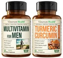 Vimerson Health Men's Multivitamin + Kurkumin s črnim pepper Extract Bundle. Skupna in imunska podpora, nelagodje, antioksidant lastnosti za njega