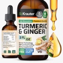 BIO KRAUTER Kurkuma in ingver dodatek Tinktura - Kurkumin imunske podpore kapljice - ingver ekstrakt s črnim poprom - Veganska Formula - 2 Fl.Oz.