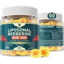 Berberine 500mg dodatek, enkrat dnevno, Liposomske Gumies s Ceylon Cimet, Bitter Melon, Banaba List za presnovo uravnotežen, AMPK Activator, visoka absorpcija, sladkor brez, Vegan, 60 Cts