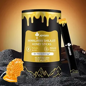 Čisti himalajski Shilajit palice z naravnim medom in žafranom, enostavno za uživanje,Shilajit palice za energetsko podporo, Vitalnost, Imune,85+ Trace minerali, Fulvic kislina za moške in ženske- 30 palice (1)