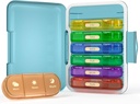 Tedenske tablete Organizator 3X na dan, 7 Day Pill Box 3 krat, Prenosna za potovalne tablete primeru tabletk/vitamin/ribje olje/sredstvo/dodatki (3x7 Blue+Rainbow)