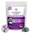 Borovnice Lutein Eye Vitamini Gumies s 180 Štetje - 3 Mesec dobave, Vegan Eye Health Supplement za otroke in odrasle, Lutein Gumies za vid jasnost in podporo modri svetlobi
