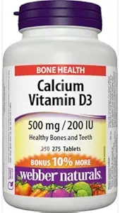 Webber Naturals Kalcijev karbonat 500mg z vitaminom D3 200iu, 275 Tabs Bonus Pack