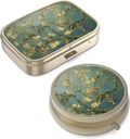 Škatla tablete tablete z Mirror Retro Majhne tablete zaboj za torbico ali žepne bronaste tablete škatle ali vitamini, ribje olje, dodatki, tablete vsebuje potovalna darila(2PCS)