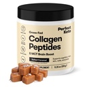 Popoln Keto Collagen Peptides Protein Powder z MCT oljem, hidroliziran kolagen, Tip I & III dodatek, Gluten brezplačno travna krma, Nizki ogljikovi hidrati, Keto Coffee Creamer, Kolagen za ženske in moške, Solena karamela