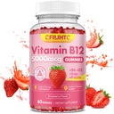 Vitamin B12 Gumiji za ženske in moške, 5000mcg Metil B12 Gumiji z vitaminom B6, D3, železo, Folat za odrasle, Podpira energijo in presnovo Boost, Mood, Imunski in živčni sistem, Brez sladkorja Jagoda