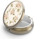 Tableta tablete Box z ogledalo Retro 3 Compartment majhne tablete zaboj za torbico ali žep bronaste majhne roud tablete škatle ali vitamini, ribje olje, dodatki, tablete vsebuje potovalna darila (Vintage Floral)