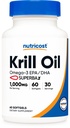 Nutricost Krill Oil 1000mg, 60 Softgels - Omega-3 EPA-DHA Krill Oil Supplement, z Superbakrill