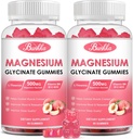 (2 pakiranje) Magnezij Glicinat Gumies-magnezijev Glicinat 500mg, Magnezijev kompleks dodatek s kalijem, VitaminD, B6 za mirno, Sleep&stress Relief-Sugar brezplačno, 120 Breskev Magnezijev Gumies