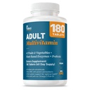 Dr. Tobias Adult Multivitamine za ženske in moške, Imunska podpora Vitamini iz 42 Sadja, Zelenjava, Plus probiotiki, Veganski multivitamini za moške in ženske, Non-GMO, 180 Tablete, 60 Servings