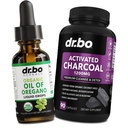 Origano Oil Organske tekoče kapljice in Charcoal kapsule - olje Origano kapljice Tinkture Extract & Charcoal tablete za čiščenje želodca Detox Imunska podpora, Prebavne Binder - Organic