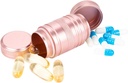 Majhne tablete Kovinske tablete Zabojnik - Vodoodporne tablete Škatla za žepno torbico, Daily Travel Imetnik tablete 2 krat na dan, Prenosna zdravila Organizator za vitamine, Ribja olja, Dodatki Pink 1 pakiranje