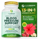 PurePremium krvni tlak dopolnila z Hawthorn Berry, Hibiscus, Česen & Vitamin B12- Dušikov oksid dopolnilo za normalno zdravje srca, kroženje zdravje in podpora krvni tlak - 180ct