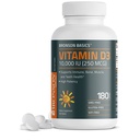 Bronson Vitamin D3 10.000 i.e. (250 MCG) za zdravo delovanje mišic in podporo imunskemu sistemu, Non-GMO, 180 tablet